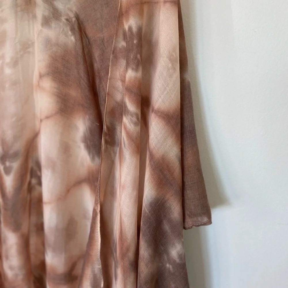 Brown Tie-Dye Womens Swim Cover-Up Kaftan